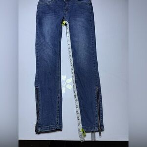 Free People Blue Skinny Jeans with Zip Ankle